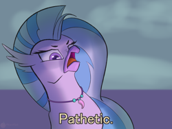 Size: 2000x1500 | Tagged: safe, artist:aterhut, silverstream, classical hippogriff, hippogriff, g4, cute, dark, diastreamies, female, meme, pathetic, ponified meme, solo, text
