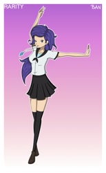Size: 1280x2080 | Tagged: safe, artist:banquo0, rarity, human, art pack:my little persona, g4, clothes, female, humanized, persona, school uniform, shoes, skirt, socks, solo, thigh highs