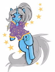 Size: 2193x2890 | Tagged: safe, artist:bobbob33, trixie, pony, unicorn, g4, alternate hairstyle, babysitter trixie, clothes, female, high res, hoodie, redraw, sketch, solo