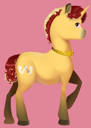 Size: 1905x2693 | Tagged: safe, artist:69beas, oc, oc only, oc:jessie feuer, pony, unicorn, collar, colored hooves, digital art, female, horn, mare, solo