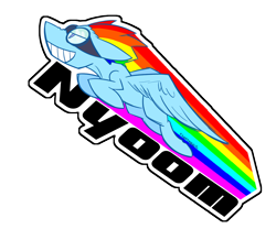 Size: 1200x1000 | Tagged: safe, artist:thattagen, rainbow dash, pegasus, pony, g4, female, flying, goggles, mare, nyoom, rainbow, simple background, solo, sticker, transparent background