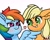 Size: 1980x1600 | Tagged: safe, artist:yelowcrom, applejack, rainbow dash, earth pony, pegasus, pony, g4, cute, dashabetes, ear fluff, female, heart, jackabetes, lesbian, mare, ship:appledash, shipping