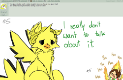 Size: 1033x676 | Tagged: safe, artist:ask-pony-gerita, moltres, pegasus, pony, zapdos, ask, chest fluff, female, hetalia, italy, male, mane of fire, mare, pokémon, ponified, sitting, smiling