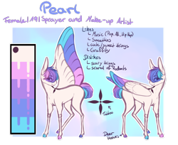 Size: 5202x4244 | Tagged: safe, artist:painted-skys, artist:rehqwq, oc, oc only, oc:pearl, deer, deer pony, original species, peryton, pony, female, hue, pastel, rainbow, solo, tattoo
