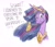 Size: 1855x1606 | Tagged: safe, artist:flutterthrash, twilight sparkle, alicorn, pony, g4, the last problem, bust, confused, crown, dialogue, eating, female, food, jewelry, looking at you, mare, meat, newbie artist training grounds, older, older twilight, older twilight sparkle (alicorn), peytral, ponies eating meat, portrait, princess twilight 2.0, quesadilla, regalia, solo, stuttering, they're just so cheesy, twilight sparkle (alicorn)
