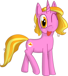 Size: 1556x1748 | Tagged: safe, artist:modera, luster dawn, pony, unicorn, g4, ;p, female, mare, one eye closed, simple background, solo, tongue out, transparent background, wink