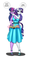 Size: 700x1205 | Tagged: safe, artist:pia-sama, rarity, twilight sparkle, unicorn, anthro, plantigrade anthro, g4, breasts, busty rarity, busty twilight sparkle, cleavage, clothes, conjoined, dress, floppy ears, fusion, levitation, magic, multiple heads, spell gone wrong, telekinesis, two heads, we have become one