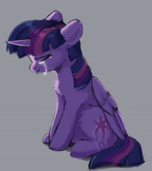 Size: 2712x3048 | Tagged: safe, artist:pucksterv, twilight sparkle, alicorn, pony, g4, chest fluff, crying, eyes closed, female, high res, mare, sad, sitting, solo, twilight sparkle (alicorn)