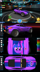 Size: 1080x1920 | Tagged: safe, artist:wvdr220dr, twilight sparkle, pony, unicorn, g4, car, customized toy, games, itasha, screenshots, turbo league, video game