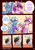 Size: 2160x3074 | Tagged: safe, artist:anon_1515, part of a set, princess cadance, trixie, oc, oc:thunder dusk, alicorn, pony, unicorn, comic:double sitters, g4, alternate hairstyle, babysitter trixie, babysitting, bag, bored, bottomless, clothes, comic, dialogue, eyebrows, female, folded wings, high res, hoodie, lidded eyes, magic, male, part of a series, partial nudity, pigtails, saddle bag, smiling, speech bubble, spread wings, teen princess cadance, telekinesis, twintails, uninterested, wings