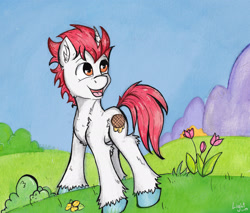 Size: 2057x1752 | Tagged: safe, artist:lightisanasshole, oc, oc only, oc:stroopwafeltje, pony, unicorn, broniesnl, dutch, holland, netherlands, pch, ponycon holland, solo, traditional art, watercolor painting