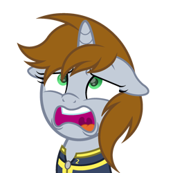 Size: 1800x1800 | Tagged: safe, artist:ponkus, oc, oc only, oc:littlepip, pony, unicorn, fallout equestria, bust, clothes, fanfic, fanfic art, female, floppy ears, horn, jumpsuit, mare, open mouth, portrait, simple background, solo, transparent background, vault suit