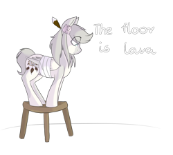 Size: 1620x1460 | Tagged: safe, artist:hunterdream14, oc, oc only, oc:hunter dream, pegasus, pony, bandage, female, mare, simple background, solo, stool, the floor is lava, transparent background