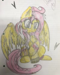 Size: 1080x1350 | Tagged: safe, artist:jackie-sheepwitch, oc, oc only, pegasus, pony, braided tail, lined paper, pegasus oc, solo, traditional art, wings