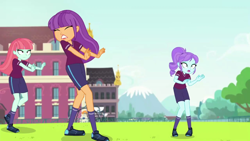 Size: 1920x1080 | Tagged: safe, screencap, crystal lullaby, ginger owlseye, melon mint, scribble dee, equestria girls, g4, my little pony equestria girls: better together, sock it to me, sock it to me: rarity, clothes, football, shorts, soccer field, sports, sports outfit