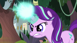 Size: 1920x1080 | Tagged: safe, screencap, starlight glimmer, pony, unicorn, a horse shoe-in, g4, my little pony: friendship is magic, angry, female, glowing horn, horn, magic, magic aura, mare, solo