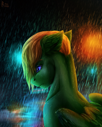 Size: 822x1024 | Tagged: safe, artist:raychelrage, oc, oc only, pegasus, pony, rain, solo