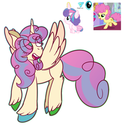 Size: 1000x1000 | Tagged: safe, artist:rubyg242, li'l cheese, princess flurry heart, oc, oc only, alicorn, pony, g4, the last problem, eye clipping through hair, female, filly, fusion, hoof polish, open mouth, screencap reference, smiling, unshorn fetlocks, xk-class end-of-the-world scenario