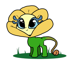 Size: 2484x2132 | Tagged: safe, artist:smirk, oc, oc only, oc:goldie, original species, plant pony, cute, flower, high res, ms paint, plant, seed, simple background, solo, transparent background