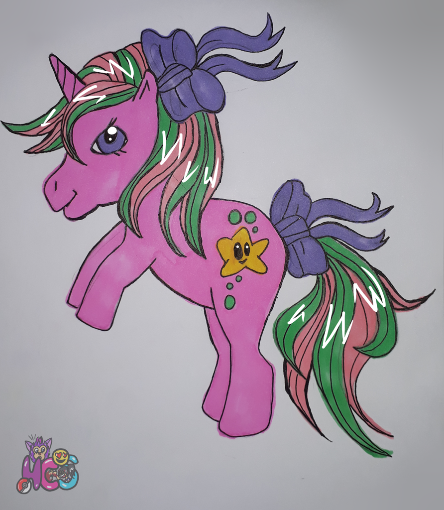 Mlp G1 Rearing #2369875 - safe, artist:pinkberryprincess, pony, g1, bow, female, hair ...
