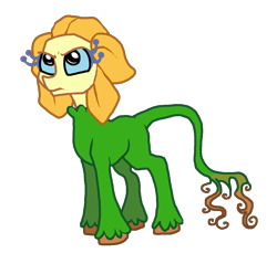 Size: 2268x2076 | Tagged: safe, artist:smirk, oc, oc only, oc:goldie, original species, plant pony, grumpy, high res, ms paint, plant, simple background, solo, transparent background
