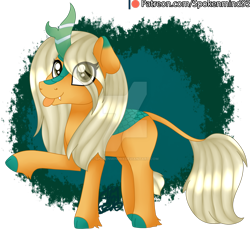Size: 1920x1792 | Tagged: safe, artist:spokenmind93, oc, oc only, oc:misty tailwind, kirin, deviantart watermark, kirin-ified, obtrusive watermark, simple background, solo, species swap, tongue out, transparent background, watermark