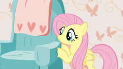 Size: 1920x1080 | Tagged: safe, screencap, fluttershy, pegasus, pony, discordant harmony, bipedal, bipedal leaning, chair, couch, female, leaning, mare, pushing, solo