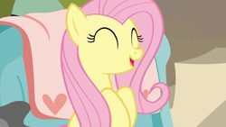 Size: 1920x1080 | Tagged: safe, screencap, fluttershy, pegasus, pony, discordant harmony, g4, ^^, cute, eyes closed, female, happy, mare, open mouth, shyabetes, solo