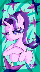 Size: 1280x2276 | Tagged: safe, artist:pigmanxx, starlight glimmer, pony, unicorn, g4, abstract background, bust, female, solo