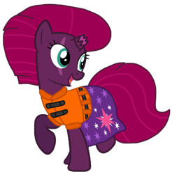 Size: 1056x1073 | Tagged: safe, alternate version, artist:徐詩珮, fizzlepop berrytwist, tempest shadow, pony, unicorn, series:sprglitemplight diary, series:sprglitemplight life jacket days, series:springshadowdrops diary, series:springshadowdrops life jacket days, g4, alternate universe, base used, broken horn, clothes, cute, cutie mark, cutie mark on clothes, dress, eye scar, eyelashes, horn, lifejacket, open mouth, raised hoof, scar, simple background, smiling, solo, transparent background