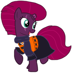 Size: 1049x1058 | Tagged: safe, alternate version, artist:徐詩珮, fizzlepop berrytwist, tempest shadow, pony, unicorn, series:sprglitemplight diary, series:sprglitemplight life jacket days, series:springshadowdrops diary, series:springshadowdrops life jacket days, g4, alternate universe, base used, broken horn, clothes, cute, dress, eye scar, eyelashes, horn, lifejacket, marshall (paw patrol), open mouth, paw patrol, raised hoof, scar, scarf, simple background, smiling, solo, transparent background