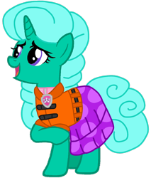 Size: 920x1080 | Tagged: safe, alternate version, artist:徐詩珮, glitter drops, pony, unicorn, series:sprglitemplight diary, series:sprglitemplight life jacket days, series:springshadowdrops diary, series:springshadowdrops life jacket days, g4, alternate universe, base used, clothes, cute, dress, eyelashes, female, lifejacket, mare, open mouth, paw patrol, raised hoof, simple background, skye (paw patrol), smiling, solo, transparent background