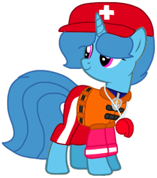Size: 949x1073 | Tagged: safe, alternate version, artist:徐詩珮, spring rain, pony, unicorn, series:sprglitemplight diary, series:sprglitemplight life jacket days, series:springshadowdrops diary, series:springshadowdrops life jacket days, g4, alternate universe, base used, cap, clothes, cute, eyelashes, female, hat, lifeguard, lifeguard spring rain, lifejacket, looking back, mare, pants, paw patrol, simple background, smiling, solo, transparent background, whistle, zuma (paw patrol)