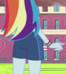Size: 639x718 | Tagged: safe, screencap, rainbow dash, equestria girls, g4, my little pony equestria girls: better together, sock it to me, sock it to me: rarity, ass, butt, cropped, female, rainbutt dash, solo, tomboy