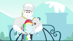 Size: 1920x1080 | Tagged: safe, screencap, bulk biceps, rainbow dash, equestria girls, g4, my little pony equestria girls: better together, sock it to me, sock it to me: bulk biceps, nose in the air, wavy mouth