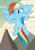 Size: 387x548 | Tagged: safe, screencap, rainbow dash, pegasus, pony, daring done?, g4, cropped, female, flying, mare, multicolored mane, multicolored tail, raised eyebrow, solo, squishy cheeks