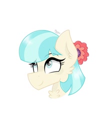 Size: 1080x1264 | Tagged: safe, alternate version, artist:x_moondancer, coco pommel, earth pony, pony, g4, bust, cocobetes, cute, eyelashes, female, mare, simple background, smiling, solo, white background