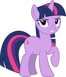 Size: 3684x4350 | Tagged: safe, artist:abadcookie, twilight sparkle, pony, unicorn, g4, absurd resolution, female, looking at you, mare, raised hoof, simple background, smiling, solo, transparent background, unicorn twilight, vector