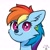 Size: 1980x1980 | Tagged: safe, artist:yelowcrom, rainbow dash, wolf, g4, atg 2020, bust, cute, female, looking at you, newbie artist training grounds, solo, species swap, wolf dash, wolfified