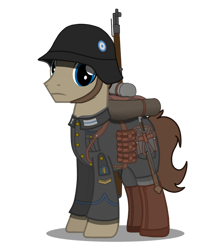 Size: 900x1044 | Tagged: safe, artist:koach2, earth pony, pony, gun, military, simple background, soldier, solo, transparent background, weapon