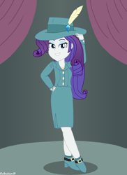 Size: 2550x3507 | Tagged: safe, artist:robukun, rarity, equestria girls, g4, clothes, detective rarity, fedora, female, hat, high res, solo, trenchcoat
