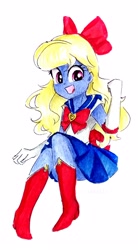 Size: 2126x3855 | Tagged: safe, artist:liaaqila, oc, oc:azure/sapphire, equestria girls, g4, clothes, cosplay, costume, crossdressing, equestria girls-ified, femboy, high res, male, sailor moon (series), traditional art