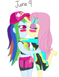 Size: 1280x1653 | Tagged: safe, artist:horroraceman93, fluttershy, rainbow dash, equestria girls, g4, my little pony equestria girls: better together, barefoot, clothes, duo, feet, female, fluttershy's wetsuit, hat, lesbian, ship:flutterdash, shipping, simple background, swimsuit, transparent background, wetsuit