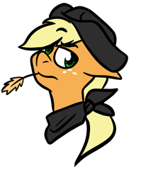 Size: 1219x1530 | Tagged: safe, artist:mlprarepairartsies, applejack, earth pony, pony, g4, alternate universe, clothes, female, hat, mare, mirror universe, scarf, simple background, solo