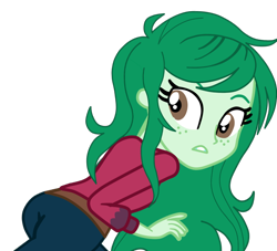 Size: 794x720 | Tagged: safe, artist:gmaplay, wallflower blush, equestria girls, g4, my little pony equestria girls: better together, ass, butt, female, freckles, looking at you, looking back, looking back at you, simple background, solo, transparent background, wallflower butt