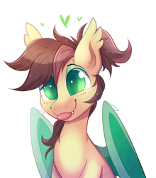 Size: 1209x1371 | Tagged: safe, artist:confetticakez, oc, oc only, oc:ambiguity, bat pony, pony, :p, bat ponified, blushing, cute, cute little fangs, ear fluff, eyeshadow, fangs, folded wings, makeup, male, ponytail, race swap, simple background, solo, stallion, tongue out, white background, wings