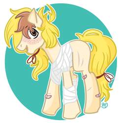 Size: 994x1004 | Tagged: safe, artist:redpalette, oc, earth pony, pony, bandage, earth pony oc, nonbinary, tall