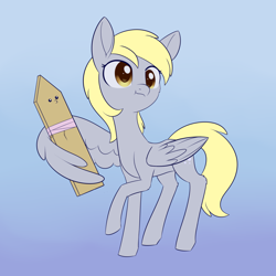 Size: 1356x1356 | Tagged: safe, artist:dusthiel, derpy hooves, pegasus, pony, g4, atg 2020, female, gradient background, newbie artist training grounds, solo, wing hands, wings, wood