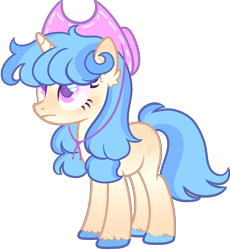 Size: 1770x1920 | Tagged: safe, artist:kurosawakuro, oc, oc only, pony, unicorn, base used, female, hat, magical lesbian spawn, mare, offspring, parent:applejack, parent:vinyl scratch, simple background, solo, transparent background