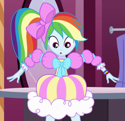 Size: 1120x1080 | Tagged: safe, screencap, rainbow dash, equestria girls, g4, my little pony equestria girls, clothes, cropped, dress, female, puffy sleeves, rainbow dash always dresses in style, side ponytail, solo, this is our big night